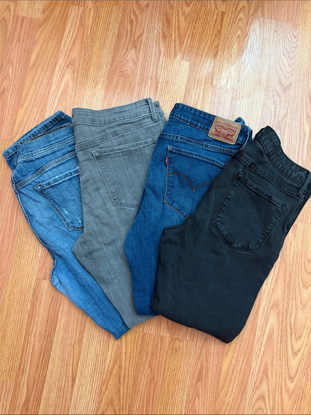 4Variety Brands Women's Skinny Jeans Bundle - Black, Dark Blue, Gray, Light Blue